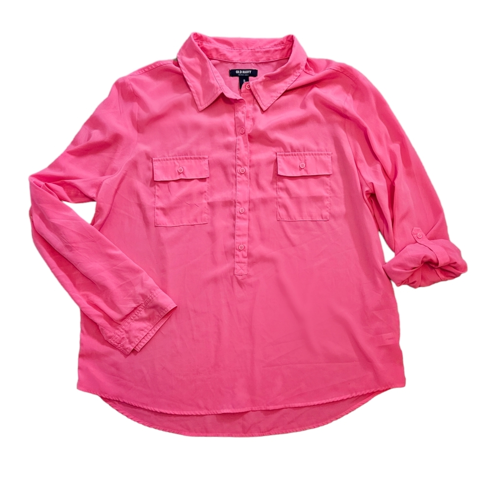 Neon Pink Old Navy Button Down Blouse (XL)